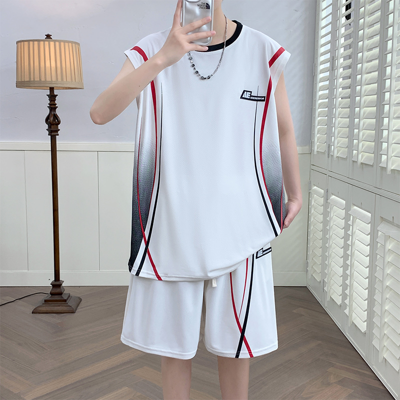 Shirt Camp Collar - 남성 캐주얼 2피스 스포츠웨어 세트 스트리트웨어