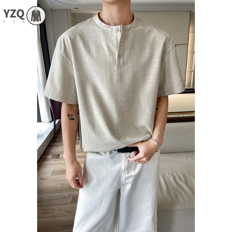 남성용 통기성이 좋은 린넨 소재의 짧은 소매 티셔츠,  - Linen Shirt Breathable 리뷰 및 가격