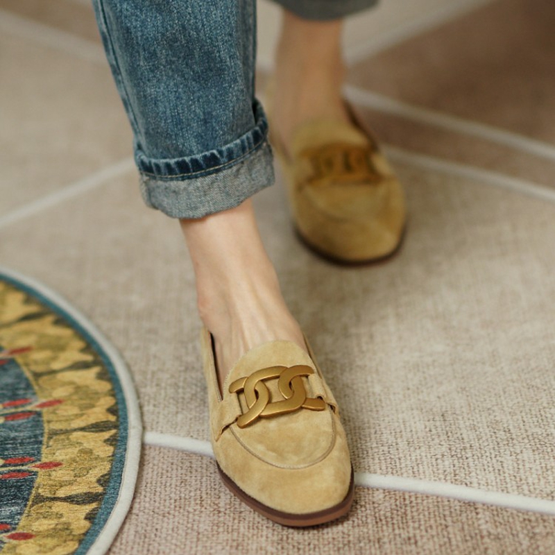 여성용 스웨이드 가죽 로퍼, 로우힐, 라운드 토, 청키 - Casual Sandal Leather 리뷰 및 가격