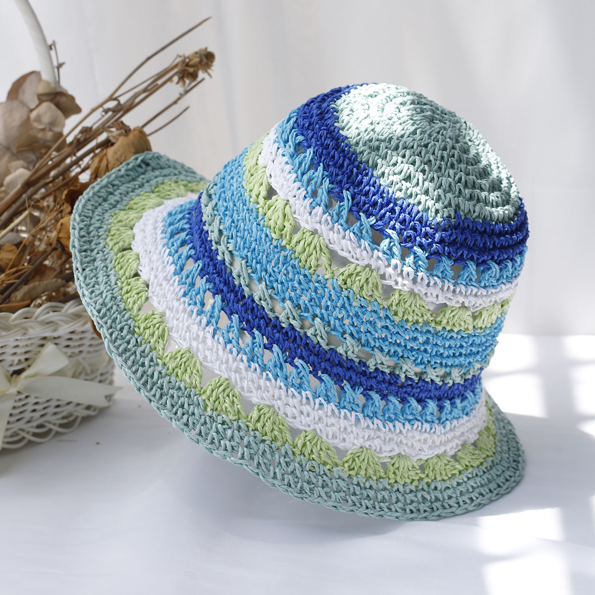 여성용 멀티 컬러 접이식 태양 크로셰 모자, 해변, 여 - Bucket Hat Straw 리뷰 및 가격