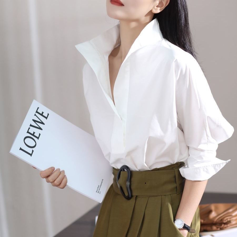 초가을 2023 여성용 루즈핏 스탠드 칼라 배트윙 민소 - Shirt Camp Collar 리뷰 및 가격