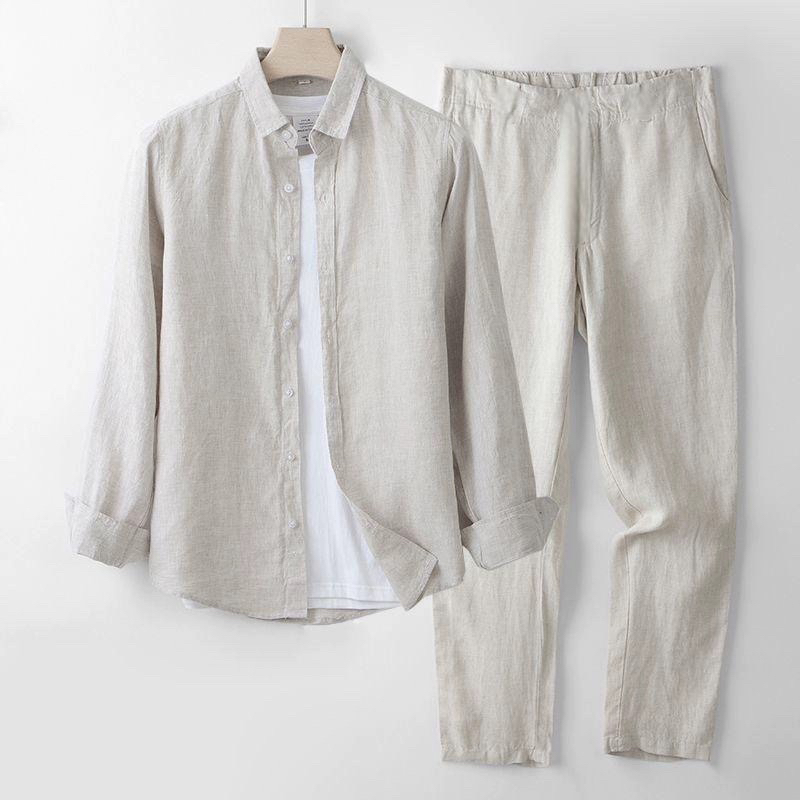 해변 휴가 스타일 남성용 면 혼방 캐주얼 세트, 자외선 - Linen Shirt Breathable 리뷰 및 가격